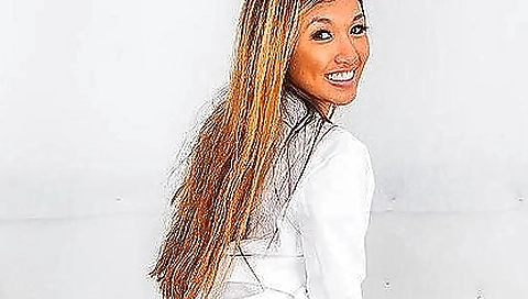 Cute blonde cutie with huge tits fucked