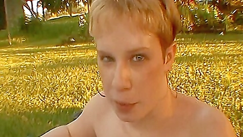 Sexy blonde girl next door in the park