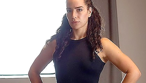 Sexy blonde babe on her face